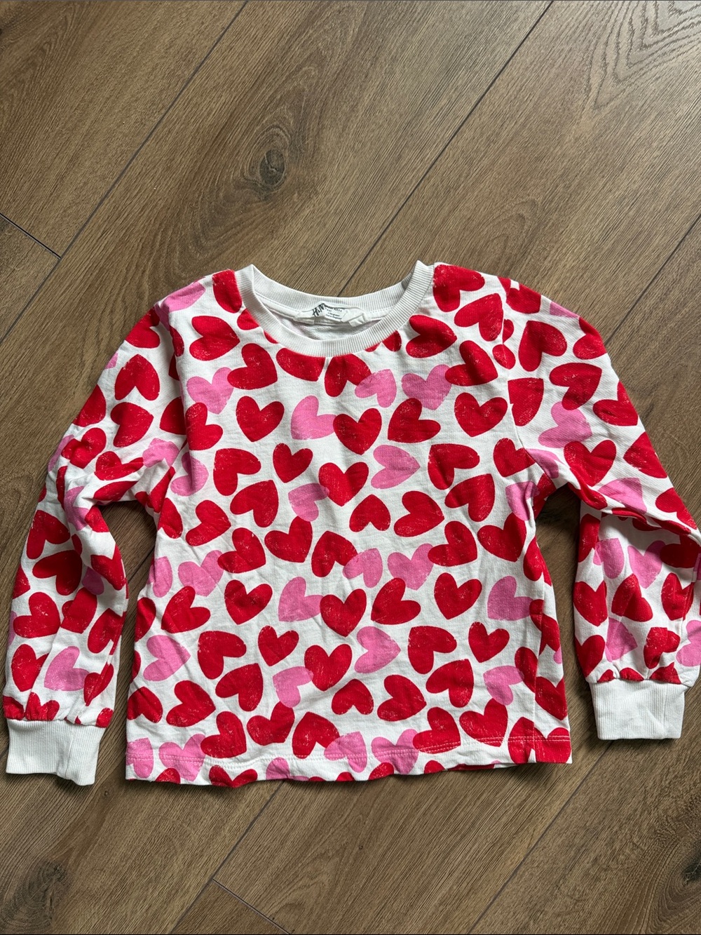 H&M Kids Long-Sleeve Heart Print Top - Red & Pink